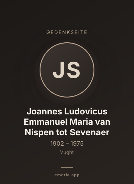 Gedenkportrait von Joannes Ludovicus Emmanuel Maria van Nispen tot Sevenaer