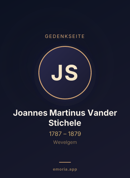 Gedenkportrait von Joannes Martinus Vander Stichele