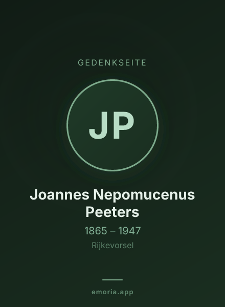 Gedenkportrait von Joannes Nepomucenus Peeters