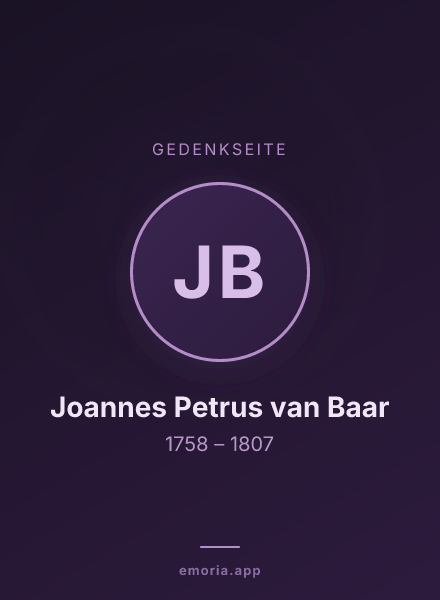 Gedenkportrait von Joannes Petrus van Baar