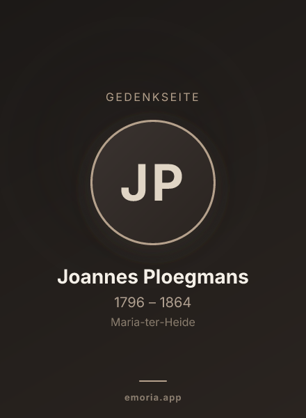 Gedenkportrait von Joannes Ploegmans