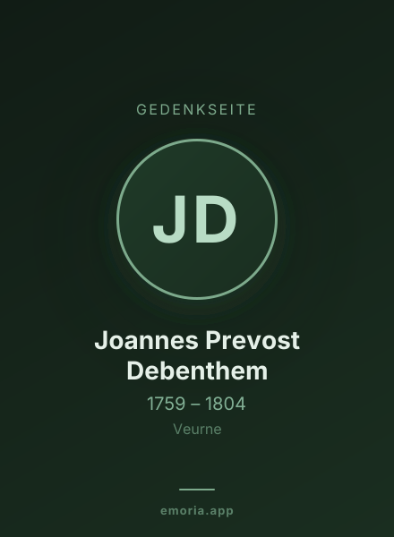 Gedenkportrait von Joannes Prevost Debenthem