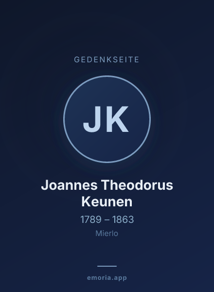 Gedenkportrait von Joannes Theodorus Keunen