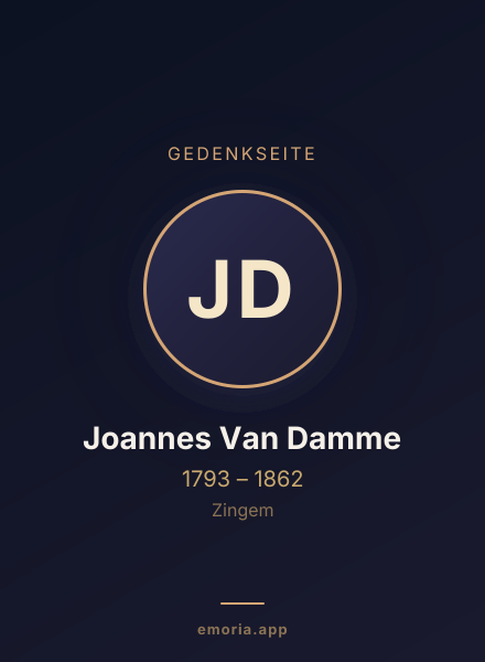 Gedenkportrait von Joannes Van Damme