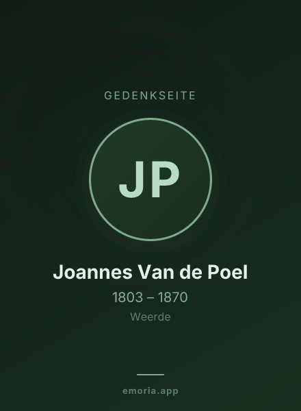 Gedenkportrait von Joannes Van de Poel