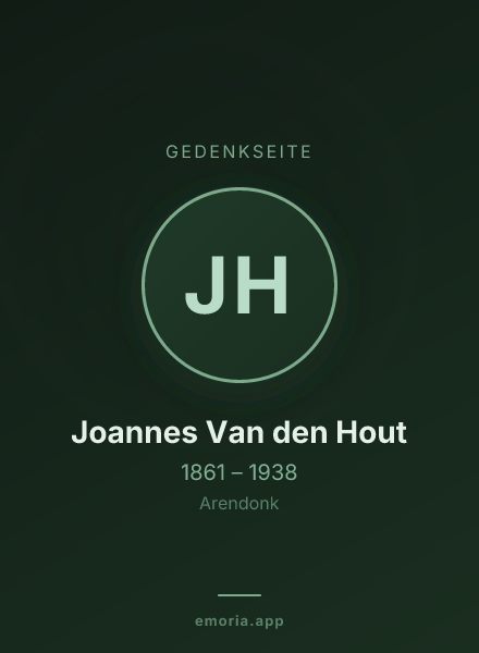 Gedenkportrait von Joannes Van den Hout