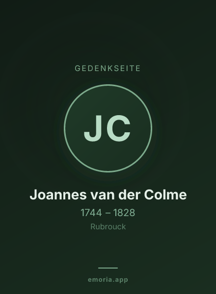 Gedenkportrait von Joannes van der Colme