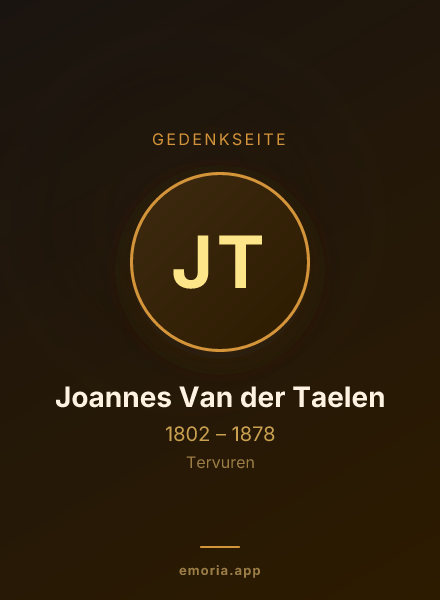 Gedenkportrait von Joannes Van der Taelen