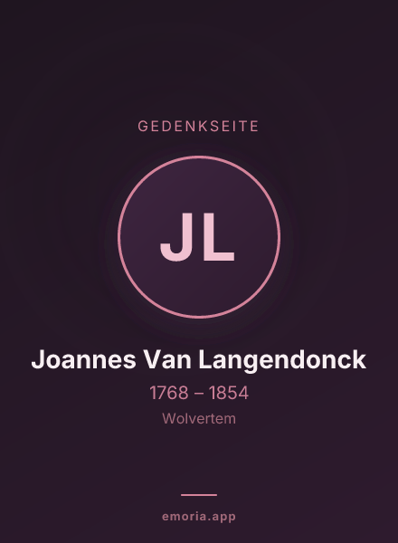 Gedenkportrait von Joannes Van Langendonck