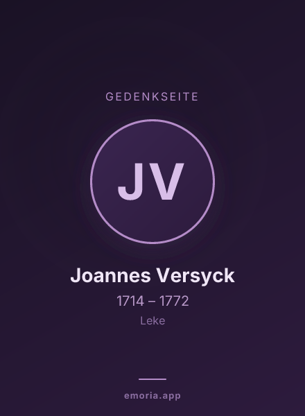 Gedenkportrait von Joannes Versyck