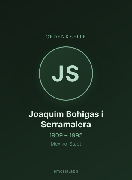 Gedenkportrait von Joaquim Bohigas i Serramalera