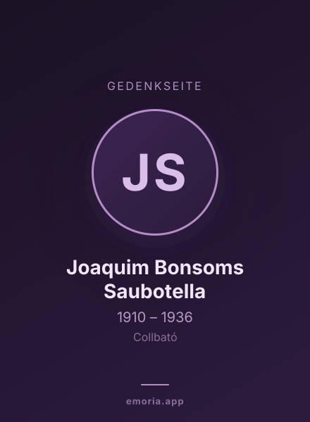 Gedenkportrait von Joaquim Bonsoms Saubotella