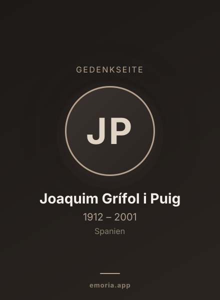 Gedenkportrait von Joaquim Grífol i Puig