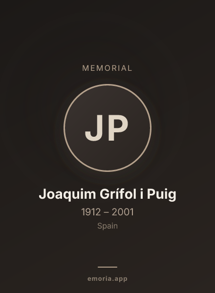 Memorial portrait of Joaquim Grífol i Puig