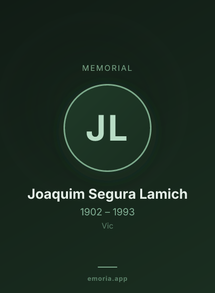 Memorial portrait of Joaquim Segura Lamich