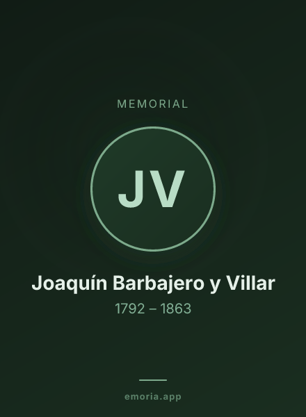 Memorial portrait of Joaquín Barbajero y Villar