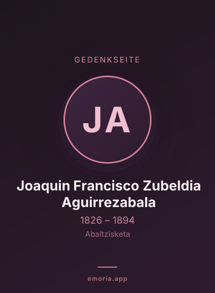 Gedenkportrait von Joaquin Francisco Zubeldia Aguirrezabala