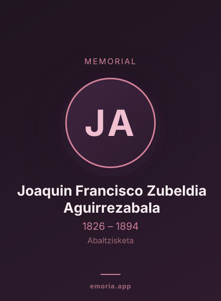 Memorial portrait of Joaquin Francisco Zubeldia Aguirrezabala