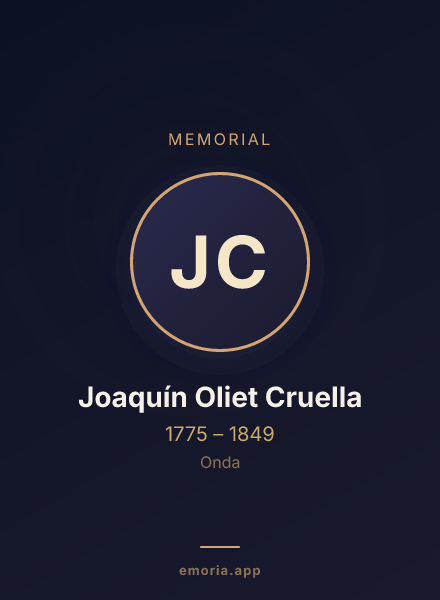 Memorial portrait of Joaquín Oliet Cruella