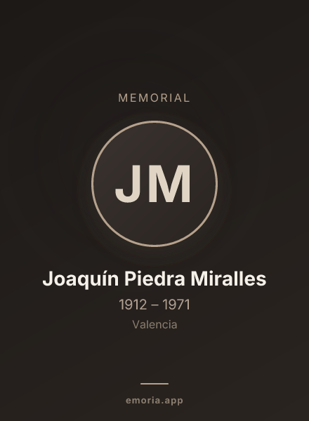 Memorial portrait of Joaquín Piedra Miralles