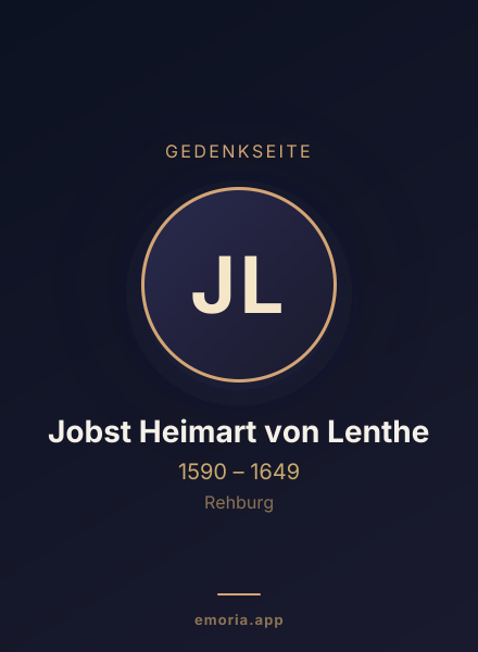 Gedenkportrait von Jobst Heimart von Lenthe