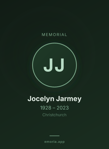 Memorial portrait of Jocelyn Jarmey