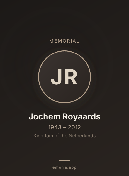 Memorial portrait of Jochem Royaards