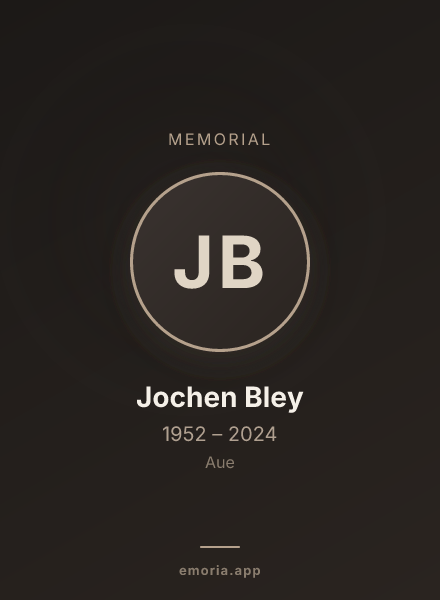 Memorial portrait of Jochen Bley