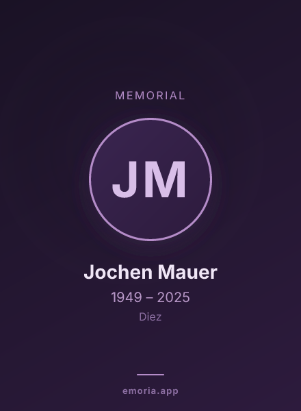 Memorial portrait of Jochen Mauer