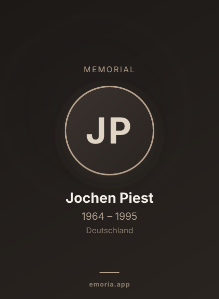 Memorial portrait of Jochen Piest