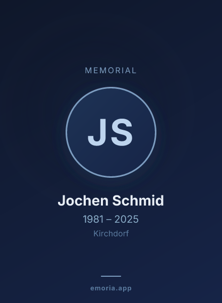 Memorial portrait of Jochen Schmid