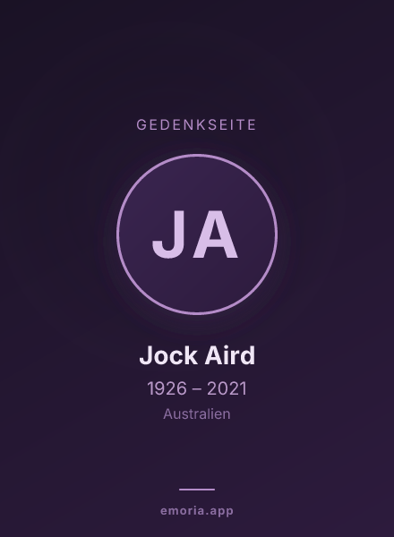 Gedenkportrait von Jock Aird