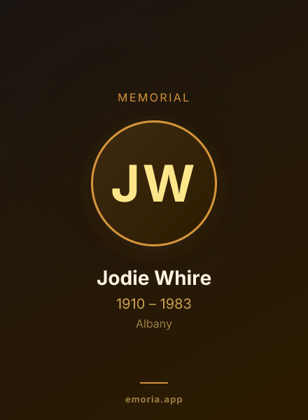 Memorial portrait of Jodie Whire