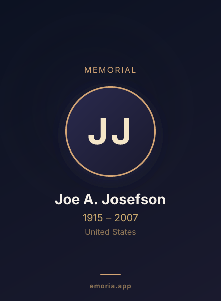 Memorial portrait of Joe A. Josefson