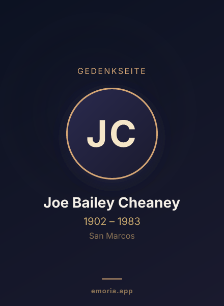 Gedenkportrait von Joe Bailey Cheaney
