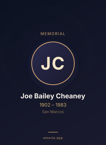 Memorial portrait of Joe Bailey Cheaney