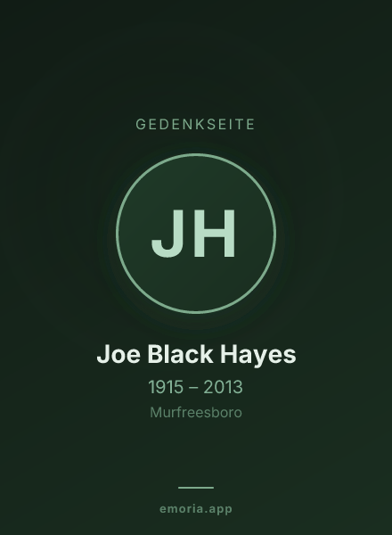 Gedenkportrait von Joe Black Hayes