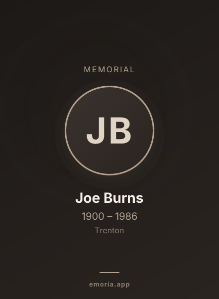 Memorial portrait of Joe Burns