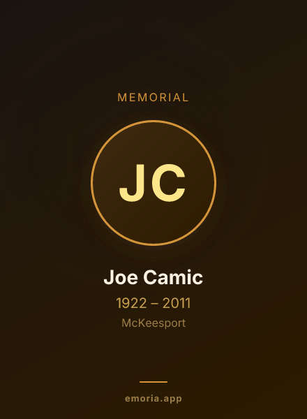 Memorial portrait of Joe Camic