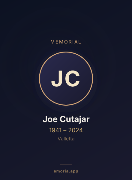 Memorial portrait of Joe Cutajar