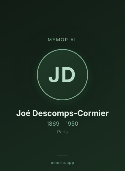 Memorial portrait of Joé Descomps-Cormier