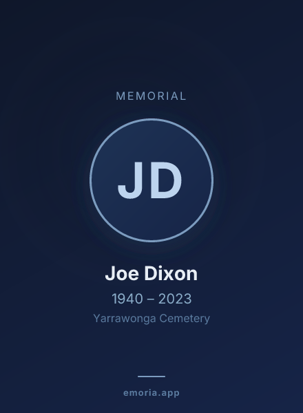 Memorial portrait of Joe Dixon