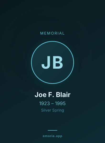 Memorial portrait of Joe F. Blair