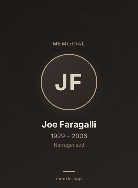 Memorial portrait of Joe Faragalli