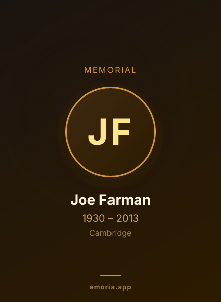 Memorial portrait of Joe Farman