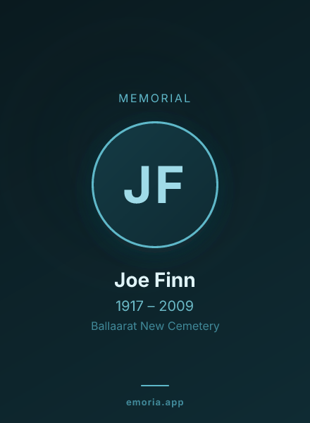 Memorial portrait of Joe Finn