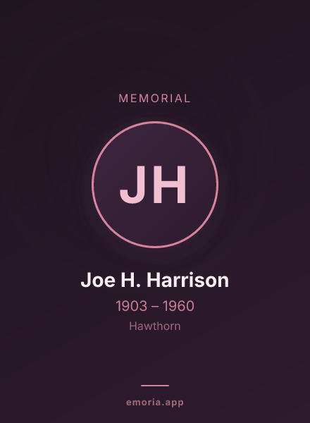 Memorial portrait of Joe H. Harrison
