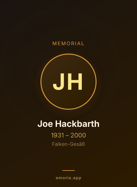 Memorial portrait of Joe Hackbarth