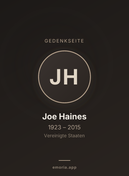 Gedenkportrait von Joe Haines