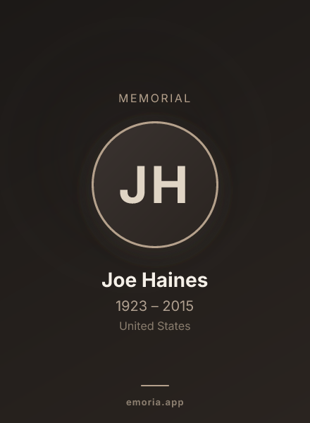 Memorial portrait of Joe Haines